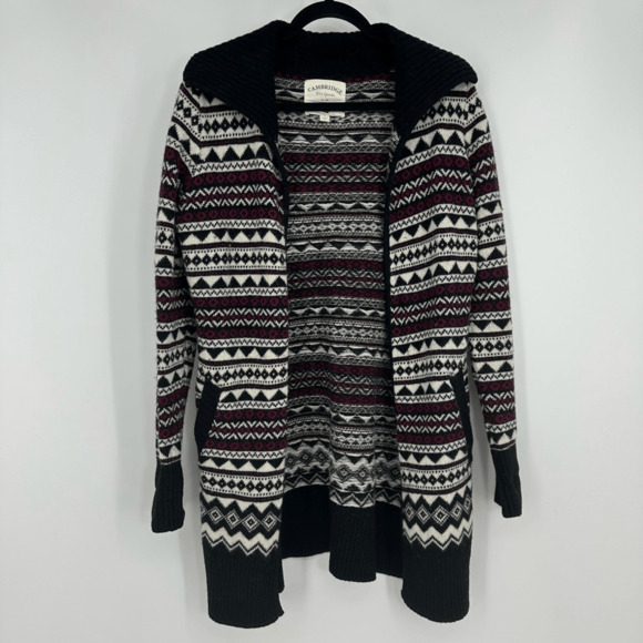 Cambridge Dry Goods Womens S Duster Open Cardigan Sweater Fair Isle Wool Nordic - Picture 12 of 12